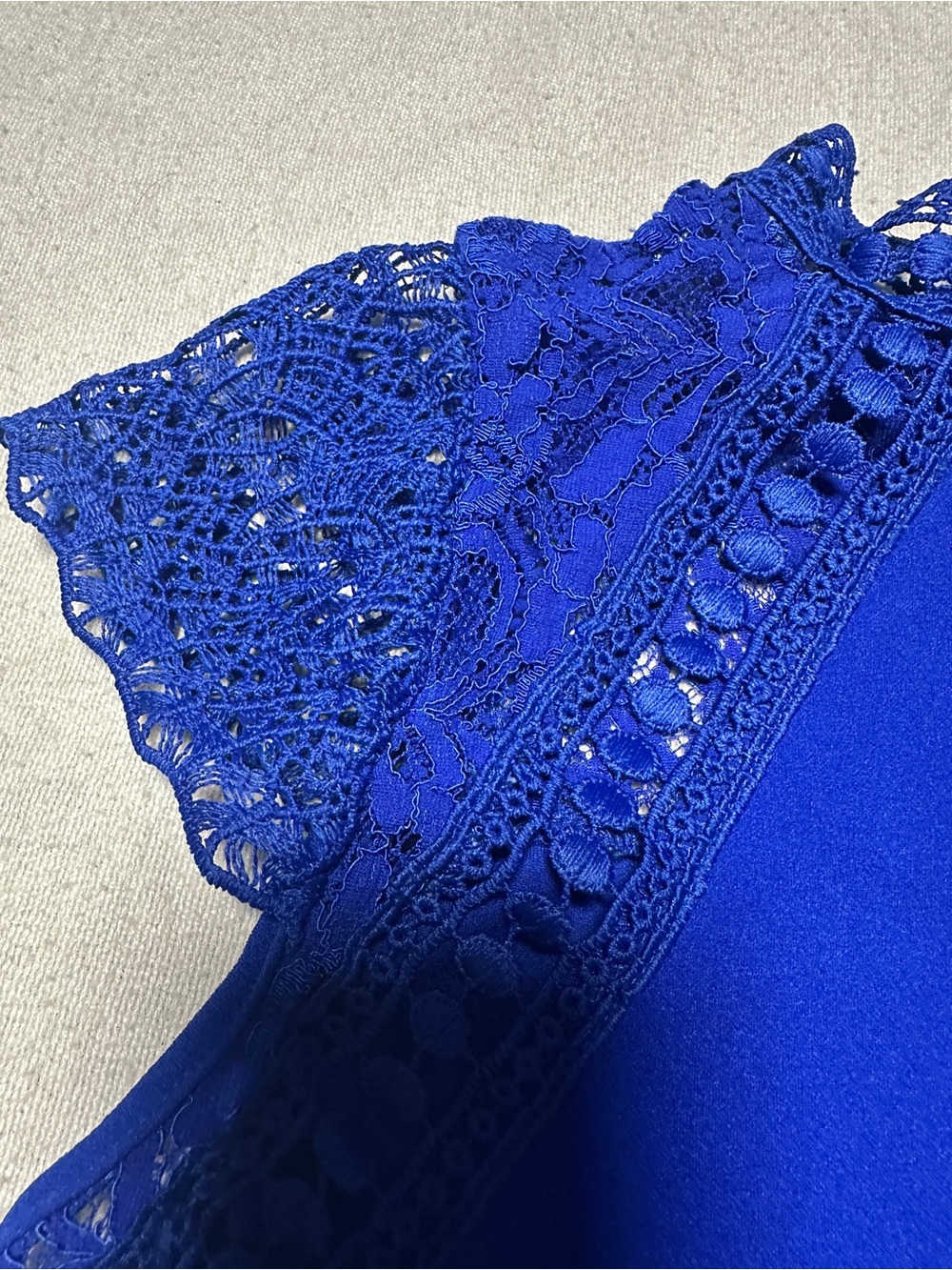 Haute Monde Cobalt Blue Lace Yoke Mini Dress - Picture 5 of 12